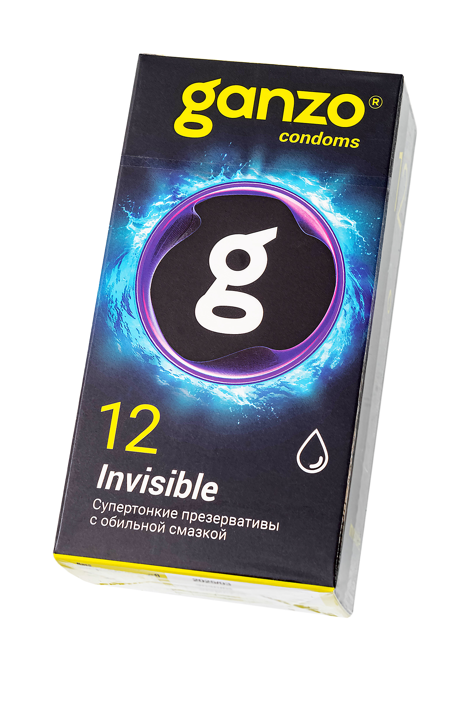 Презервативы Ganzo, Invisible, супер тонкие, латекс,18 см, 5,2 см, 12 шт.