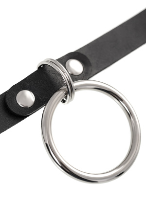 Чокер с круглым кольцом, модель 2 Pecado BDSM, натуральная кожа, черный