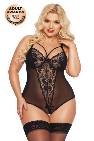 Боди SoftLine Collection Amanda, цвет черный, размер XXL