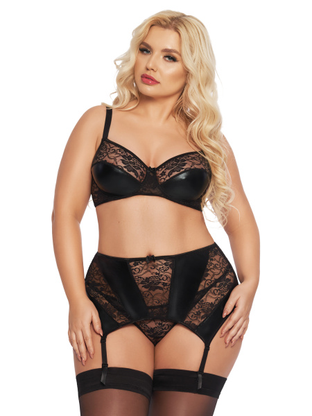 Комплект открытый SoftLine Collection Joana (бюстгальтер,  пояс с пажами для чулок и стринги)