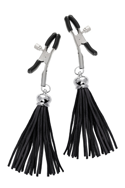 Зажимы на соски «прищепки» с кисточками из шелка Pecado BDSM ,Черные