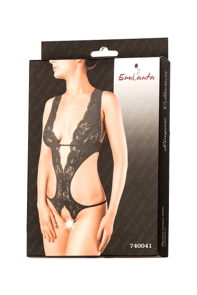 Боди эротическое Erolanta Lingerie Collection с глубоким декольте, кружевное, (50-52)