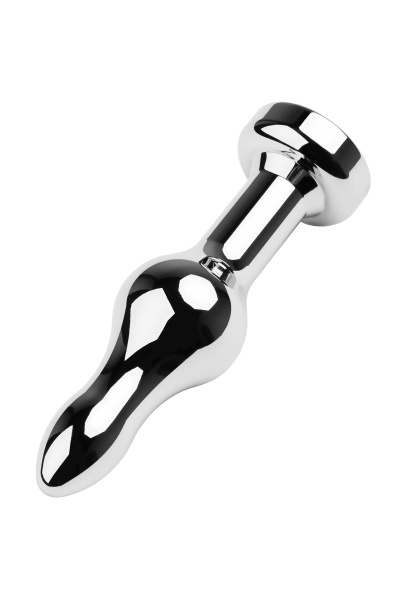 Анальная втулка TOYFA Metall, металл, серебряная  с красным кристаллом 10 см, Ø 2,8 см, 75 гр