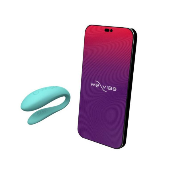 Вибратор для пар WE-VIBE Sync Lite бирюзовый,силикон,7,5 см.