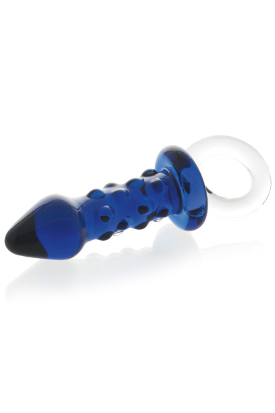 Анальная втулка Sexus Glass, стекло, синяя, 16 см, Ø 3,5 см
