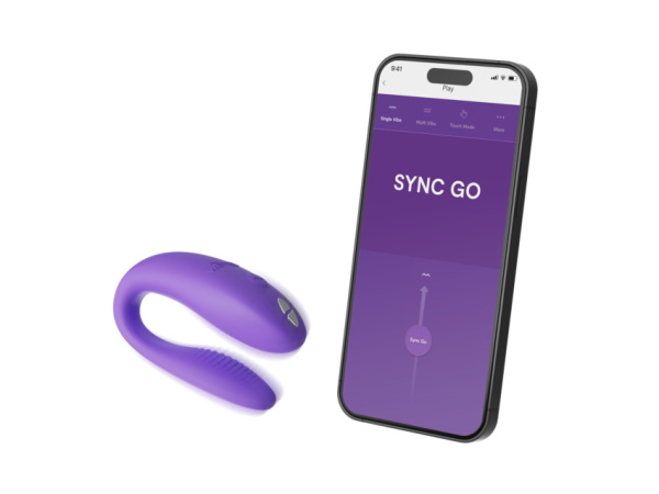 Вибратор для пар WE-VIBE Sync Go фиолетовый,силикон,7,5 см.