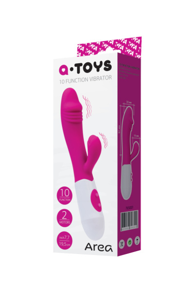Вибратор с клиторальным стимулятором  TOYFA A-Toys AREA, силикон, розовый, 19,5 см