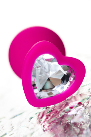 Анальная втулка TODO BY TOYFA DIAMOND HEART, силикон, розовая, 8 см, Ø 3 см