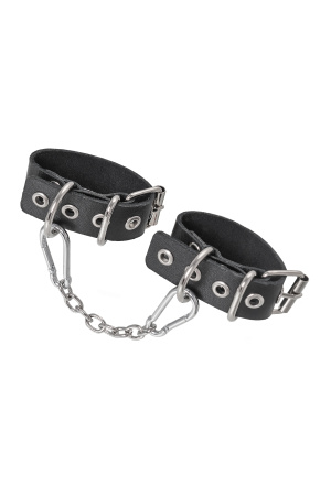 Наручники-браслеты Pecado BDSM, из одного ремешка с люверсами,чёрные